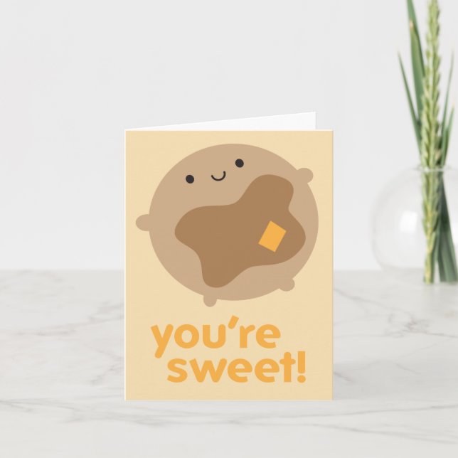 Tarjeta Festiva ¡Eres dulce! Kawaii Pancake (Anverso)