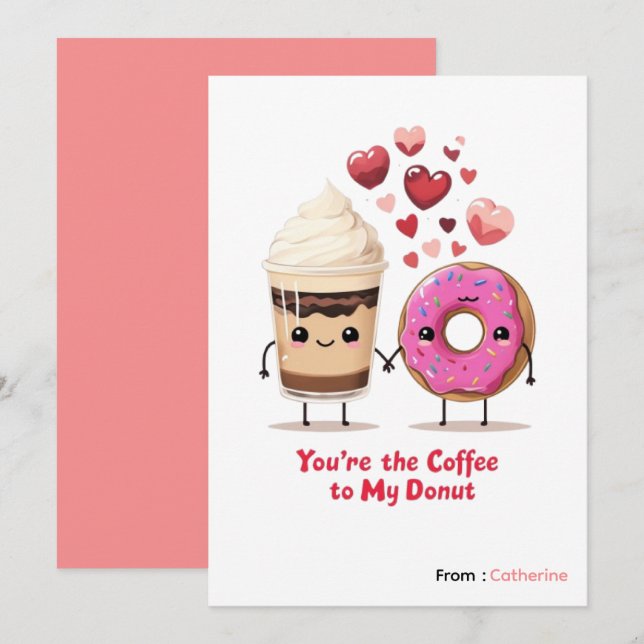 Tarjeta Festiva Eres el café a mi donut divertido  San Valentín (Anverso / Reverso)