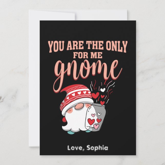 Tarjeta Festiva Eres el único para mí gnome Valentine (Anverso)