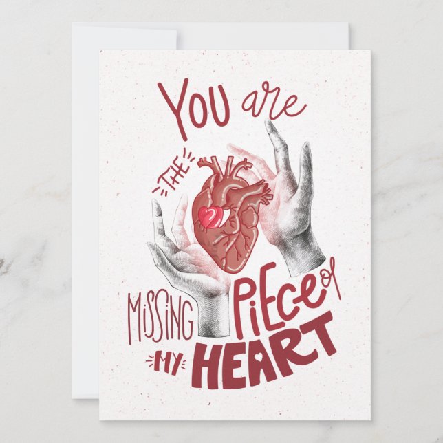 Tarjeta Festiva Eres la pieza faltante de mi corazón (Anverso)