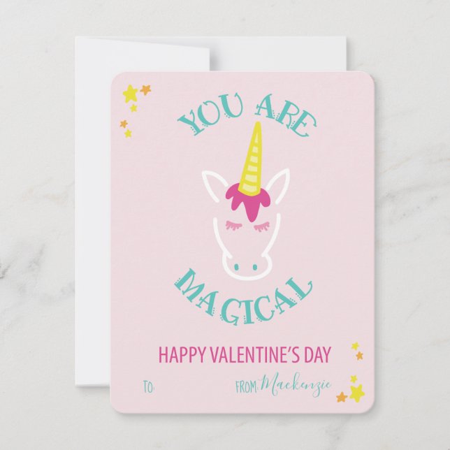 Tarjeta Festiva Eres Magico Salón De Clases De Unicornio Valentine (Anverso)