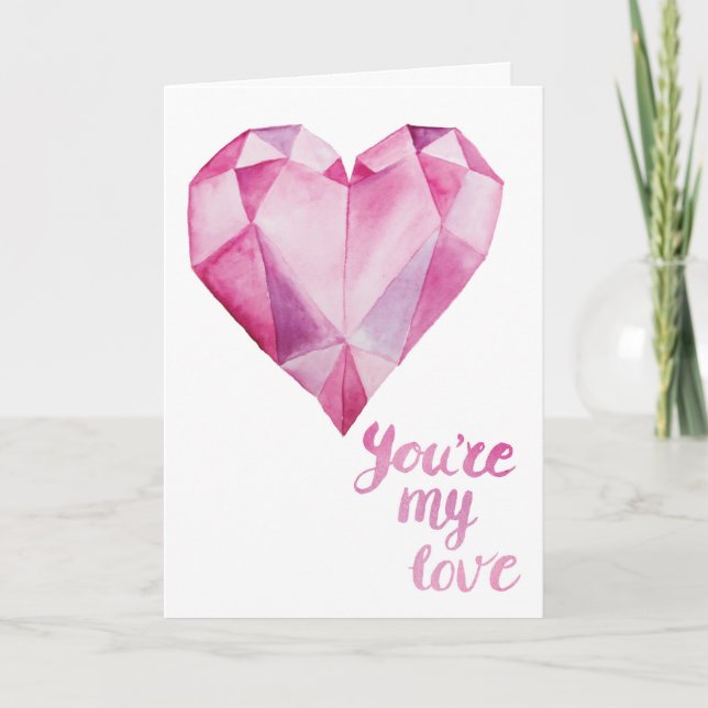 Tarjeta Festiva Eres Mi Amor Acuarela Día de San Valentín (Anverso)