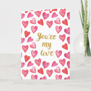 Tarjeta Festiva Eres Mi Amor Corazones Románticos Rojos