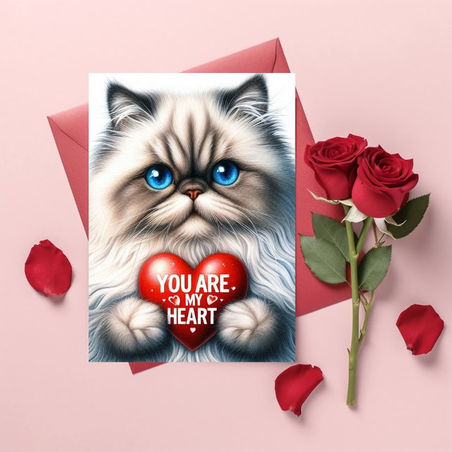 Tarjeta Festiva Eres mi corazón poema de San Valentín gato persa (Subido por el creador)