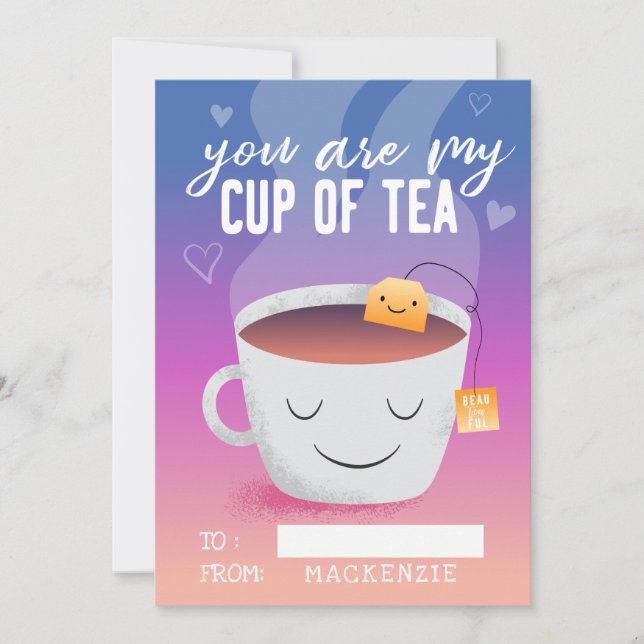 Tarjeta Festiva Eres Mi Día de San Valentín De Té Classroom (Anverso)
