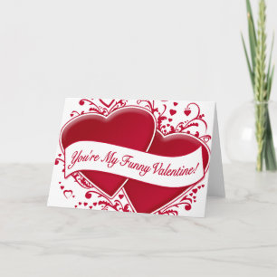 Tarjeta Festiva ¡Eres mi divertido San Valentín! Corazones rojos