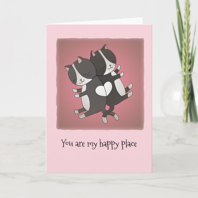 Tarjeta Festiva Eres mi lugar feliz amante de los gatos, te amo la (Anverso)