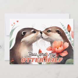 Tarjeta Festiva Eres Mi Mitad Nutria Besando Nutria San Valentín