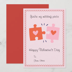 Tarjeta Festiva Eres Mi Pieza Faltante Divertido Día de San Valent