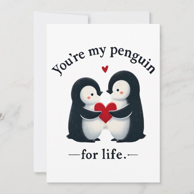 Tarjeta Festiva Eres mi pingüino para la pareja de por vida (Anverso)