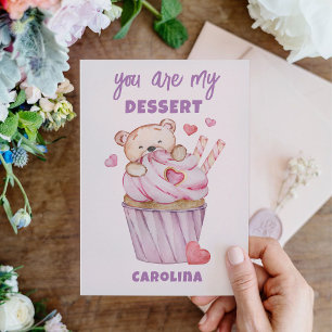 Tarjeta Festiva Eres mi postre Osito lindo día de San Valentín