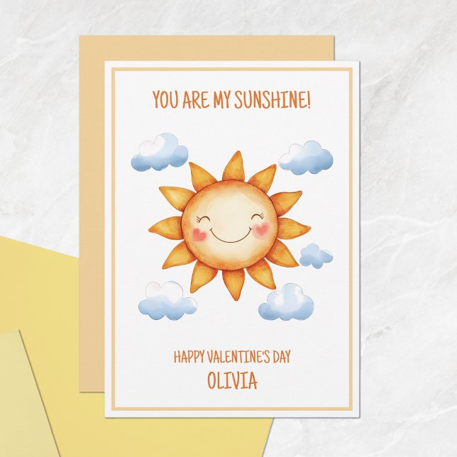 Tarjeta Festiva Eres Mi Sol Feliz Día de San Valentín (You Are My Sunshine Cute Happy Valentine's Day Holiday Card)