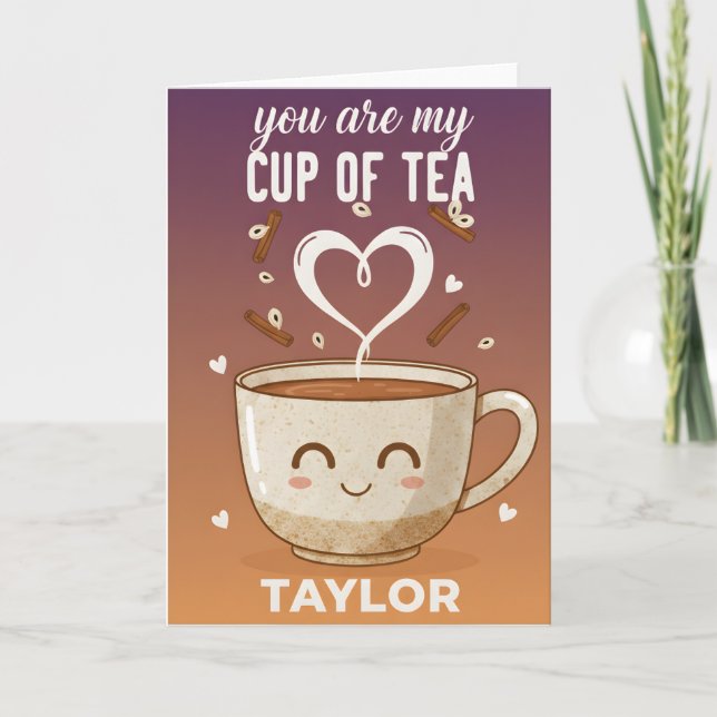 Tarjeta Festiva Eres mi taza de té divertida cita de amor (Anverso)