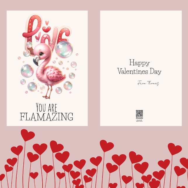 Tarjeta Festiva Eres Niños Flamazing San Valentín Cute Flamingo (Subido por el creador)