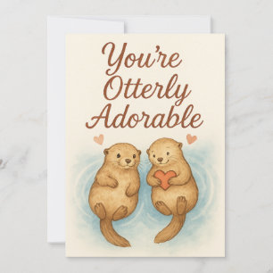 Tarjeta Festiva Eres Otterly Adorable – Lindas Nutrias de Acuarela