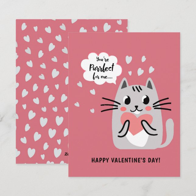 Tarjeta Festiva Eres perfecto para mí Día de San Valentín de gatos (Anverso / Reverso)