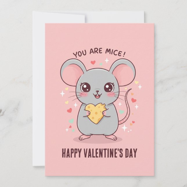 Tarjeta Festiva ¡Eres ratones! Adorable ratón día de San Valentín (Anverso)