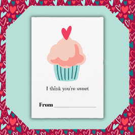 Tarjeta Festiva Eres un cupcake rosa dulce Classroom Valentine