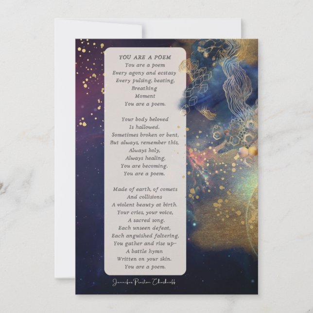 Tarjeta Festiva Eres un estímulo poemático (Anverso)