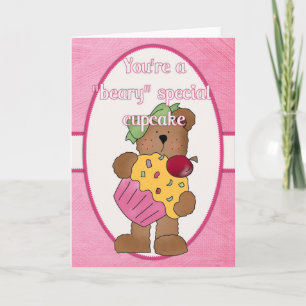 Tarjeta Festiva Eres una Beary Special Cupakes Valentine Card