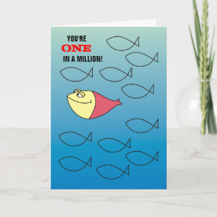 Tarjeta Festiva ¡Eres UNO en un millón!  Funny Red Fish Card
