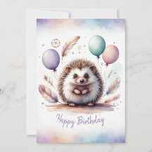 Erizo de Acuarela Adorable Feliz Cumpleaños