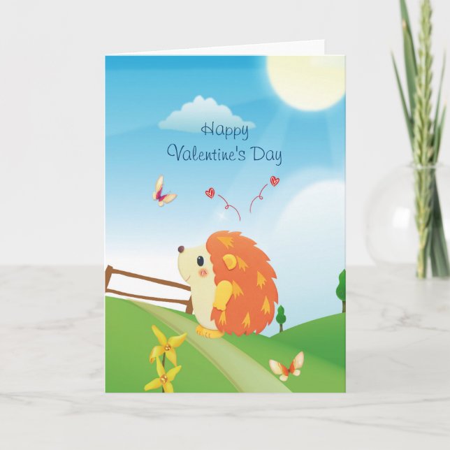 Tarjeta Festiva Erizo lindo del amor con día soleado de la (Anverso)