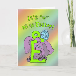 Tarjeta Festiva Es "e" como en Pascua, elefante y huevo