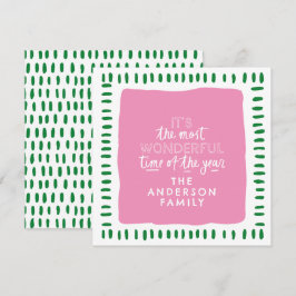 Tarjeta Festiva Es el momento más maravilloso: Modern Pink & Green