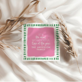 Tarjeta Festiva Es el momento más maravilloso: Modern Pink & Green