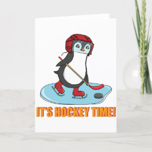 Tarjeta Festiva Es hora de hockey - Hockey picado pingüino