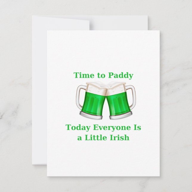 Tarjeta Festiva Es hora de Paddy, Hoy todos son un poco irlandeses (Anverso)