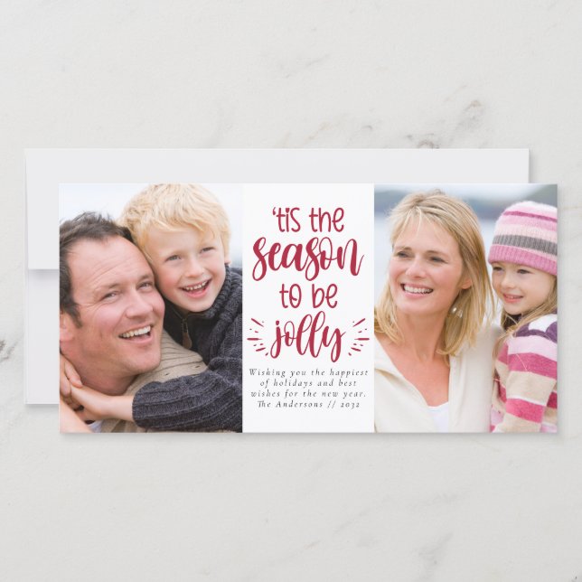 Tarjeta Festiva Es la Época para estar Alegre Collage de Fotos Nav (Anverso)