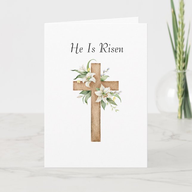 Tarjeta Festiva Es la Pascua Cristiana de la Cruz Floral de Risen (Anverso)