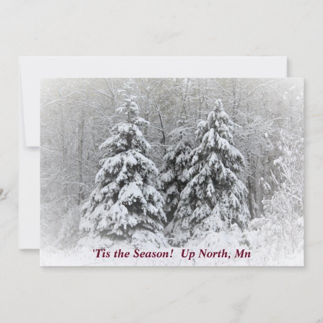Tarjeta Festiva Es la Temporada... Arriba al Norte, Vacaciones de  (Anverso)