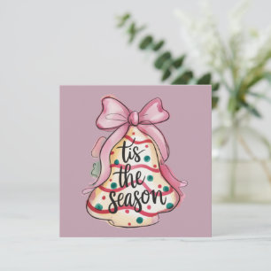 Tarjeta Festiva Es La Temporada Coquette Lazo Chica Rosa Tarta De