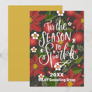 Tarjeta Festiva Es La Temporada De Brillar Flor De Nochebuena Nego