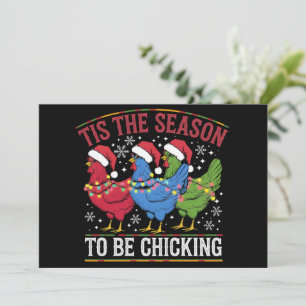 Tarjeta Festiva Es La Temporada Para Ser Pollito Navideño Pollo We