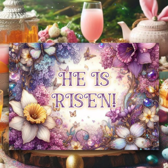 Tarjeta Festiva Es Mariposas De Risen Lilacs Pascua Púrpura (Subido por el creador)