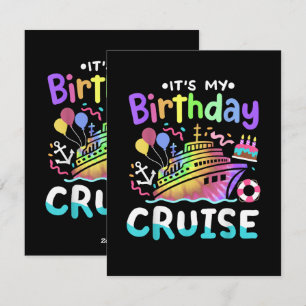 Tarjeta Festiva Es mi cumpleaños crucero Tie Dye viaje de vacacion