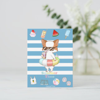 Tarjeta Festiva Es Mochi de Verano y Gafas de Sol con Floaty