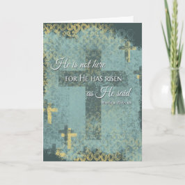 Tarjeta Festiva ¡Es Risen! Cruz de Pascua y verso biblia en distan
