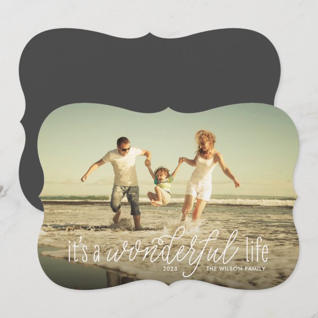 Tarjeta Festiva Es un guión de caligrafía de vida maravillosa (Anverso / Reverso)