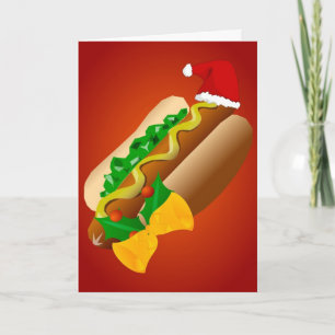 Tarjeta Festiva Es un hotdog para Navidades