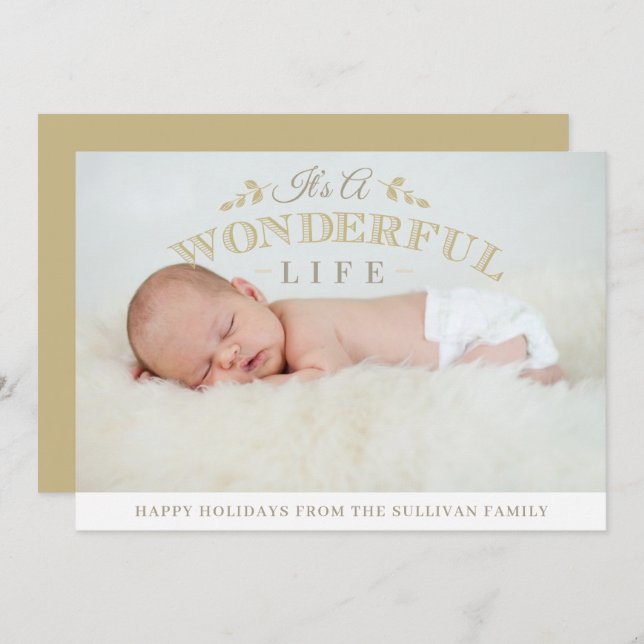 Tarjeta Festiva Es una maravillosa cita de la vida Navidades foto  (Anverso / Reverso)