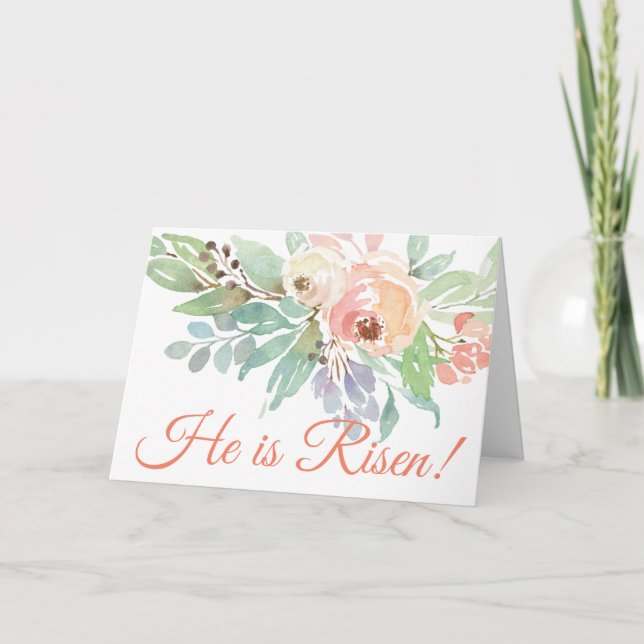 Tarjeta Festiva Es una Pascua Cristiana Floral de Risen (Anverso)