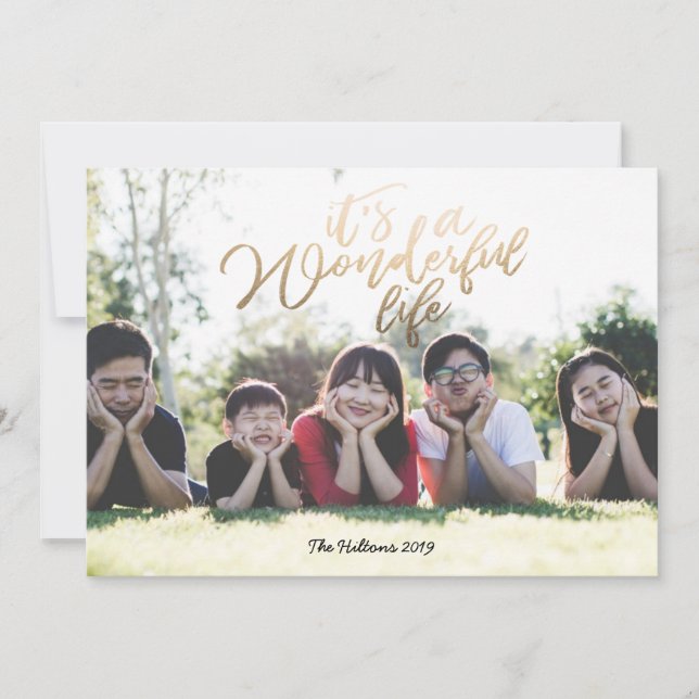 Tarjeta Festiva es una vida maravillosa Navidades de Relieve metal (Anverso)