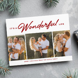 Tarjeta Festiva Es una vida maravillosa tres Navidades rojos fotog