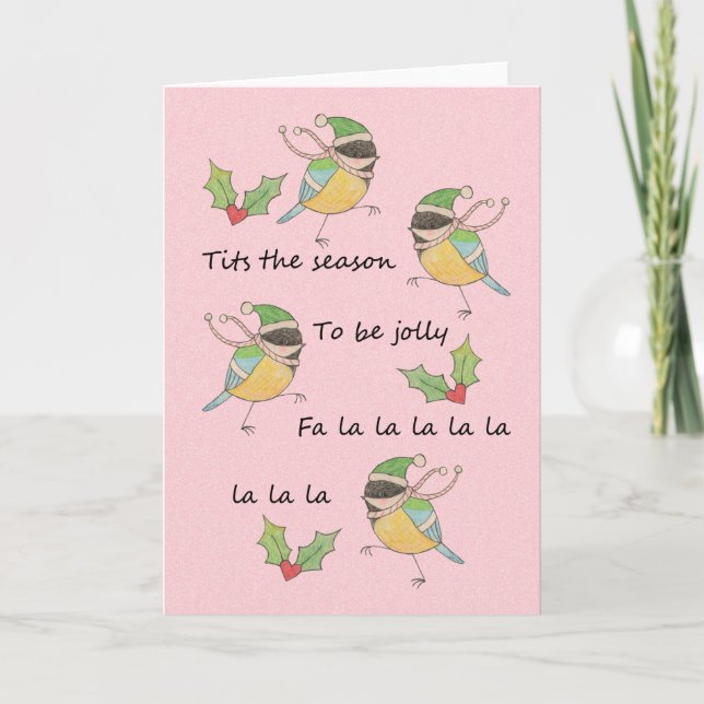 Tarjeta Festiva Ésa es la temporada de fiestas de los pájaros Cute (Anverso)
