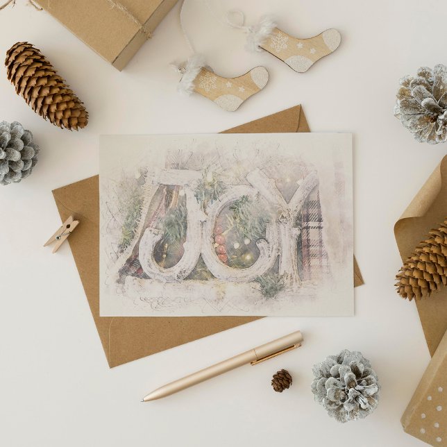 Tarjeta Festiva Esbozo de lápiz Rústico JOY Navidades Art Holiday  (Subido por el creador)